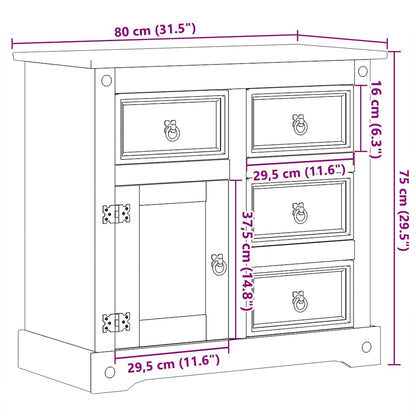 vidaXL Sideboard Corona 80x40x75 cm Solid Wood Pine