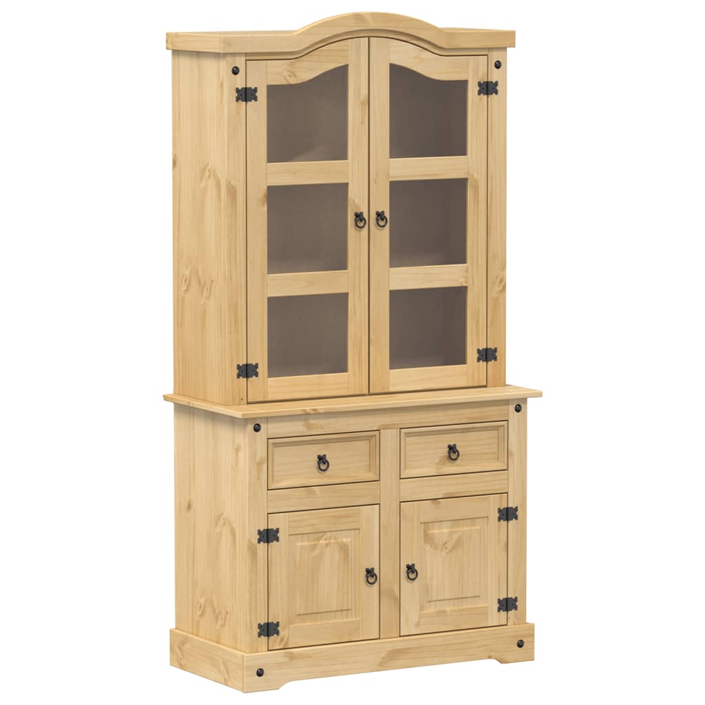 vidaXL Glass Display Cabinet "Corona" 100x48,5x179 cm Solid Wood Pine