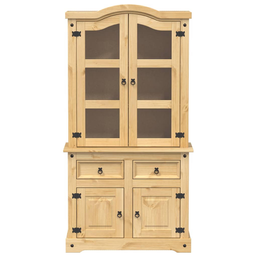 vidaXL Glass Display Cabinet "Corona" 100x48,5x179 cm Solid Wood Pine