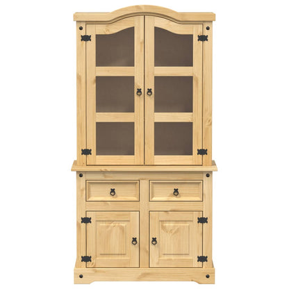 vidaXL Glass Display Cabinet "Corona" 100x48,5x179 cm Solid Wood Pine