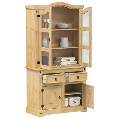vidaXL Glass Display Cabinet "Corona" 100x48,5x179 cm Solid Wood Pine