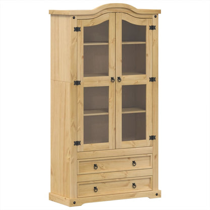 vidaXL Glass Display Cabinet "Corona" 99x43x187 cm Solid Wood Pine