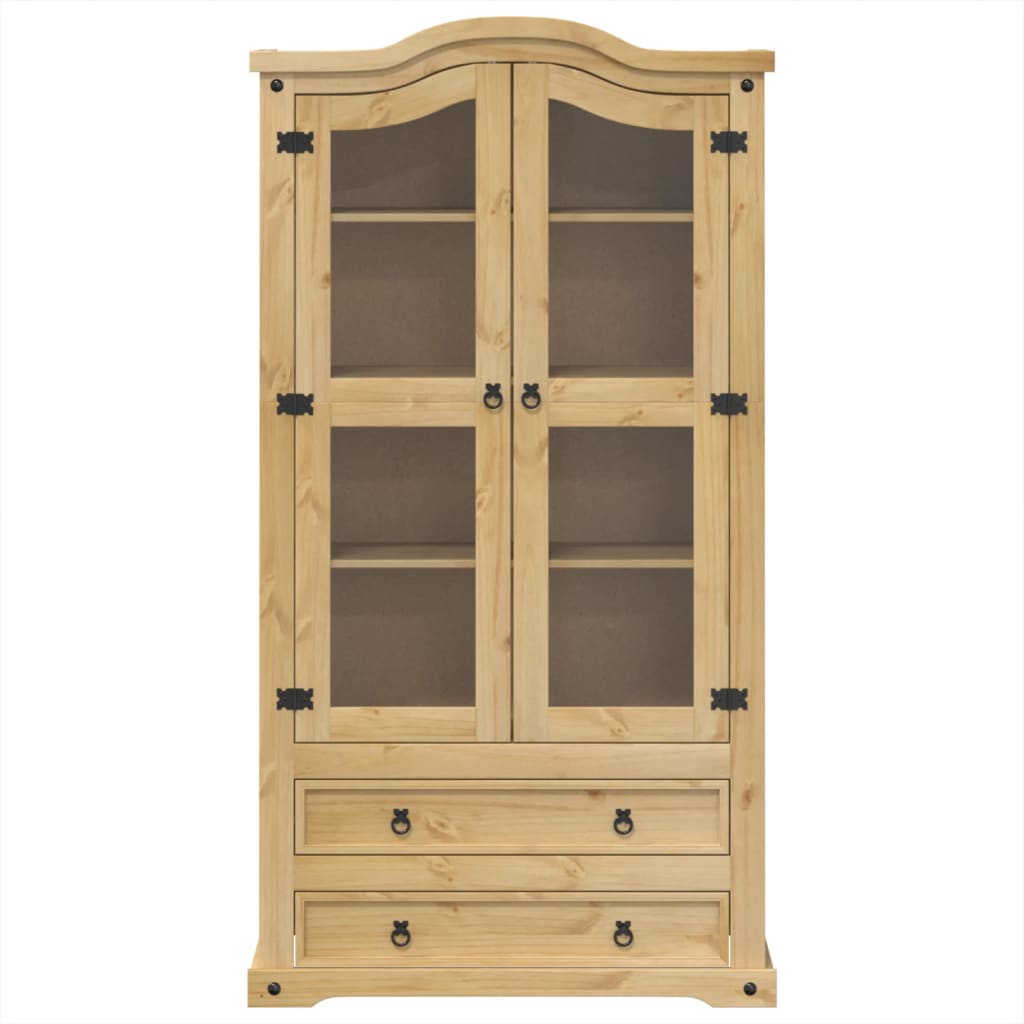 vidaXL Glass Display Cabinet "Corona" 99x43x187 cm Solid Wood Pine