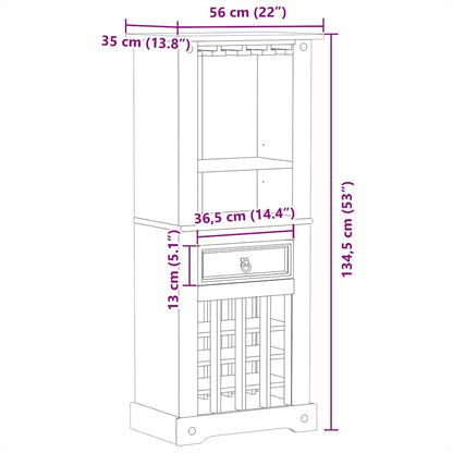 vidaXL Wine Rack Corona 56x35x134.5 cm Solid Wood Pine