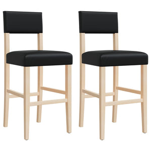 vidaXL Bar Chairs 2 pcs Solid Wood Rubber and Faux Leather