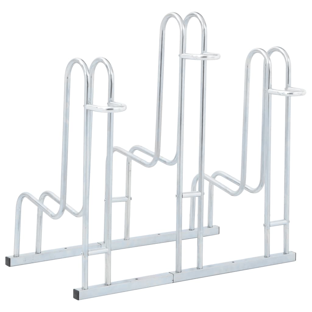 vidaXL Bicycle Stand for 3 Bikes Floor Freestanding Galvanised Steel