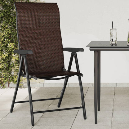 vidaXL Folding Garden Chairs 2 pcs Brown Poly Rattan