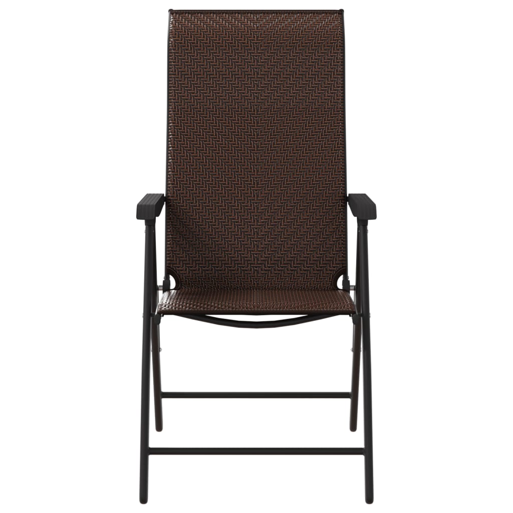 vidaXL Folding Garden Chairs 2 pcs Brown Poly Rattan
