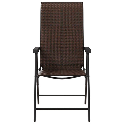 vidaXL Folding Garden Chairs 2 pcs Brown Poly Rattan