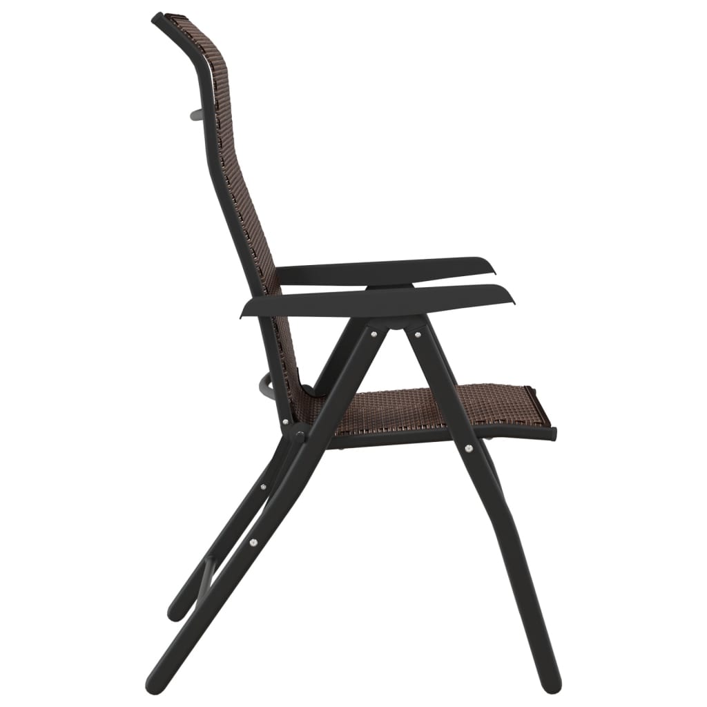 vidaXL Folding Garden Chairs 2 pcs Brown Poly Rattan