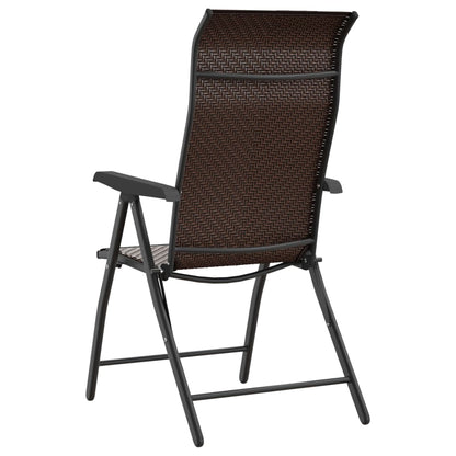 vidaXL Folding Garden Chairs 2 pcs Brown Poly Rattan