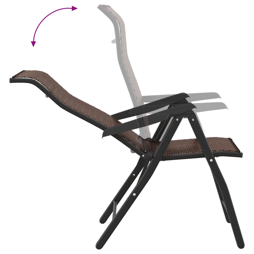 vidaXL Folding Garden Chairs 2 pcs Brown Poly Rattan
