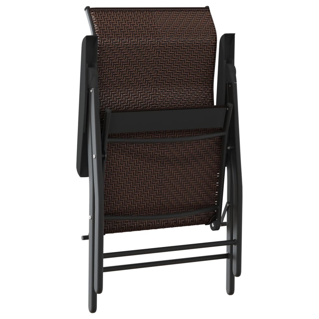 vidaXL Folding Garden Chairs 2 pcs Brown Poly Rattan