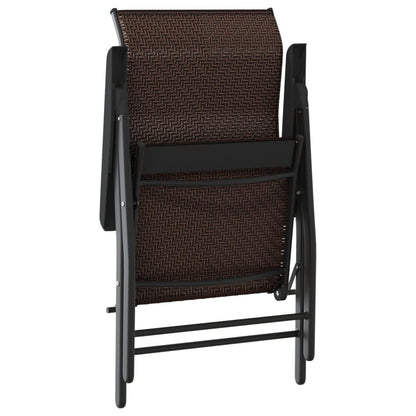vidaXL Folding Garden Chairs 2 pcs Brown Poly Rattan