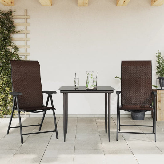 vidaXL Folding Chairs 2 pcs Brown Poly Rattan