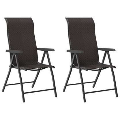 vidaXL Folding Garden Chairs 2 pcs Black Coffee Poly Rattan