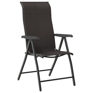 vidaXL Folding Garden Chairs 2 pcs Black Coffee Poly Rattan