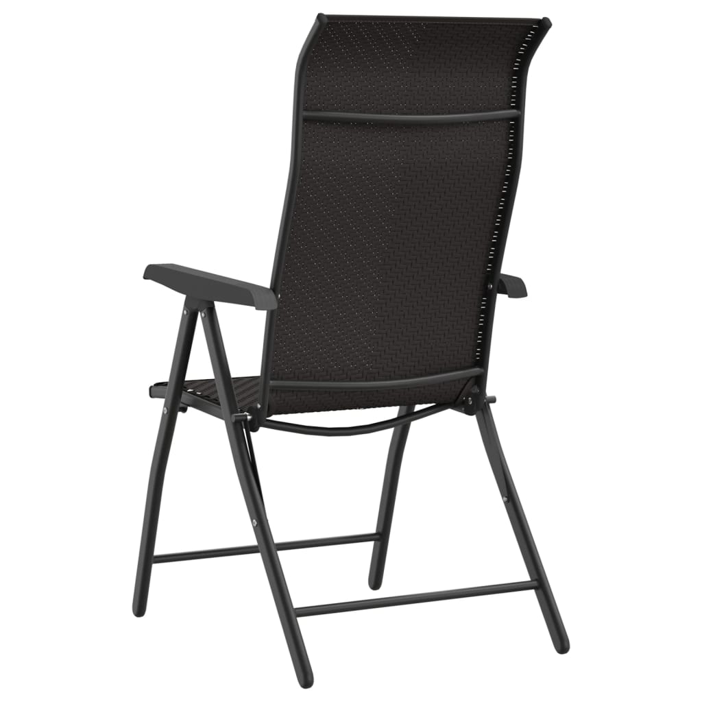 vidaXL Folding Garden Chairs 2 pcs Black Coffee Poly Rattan