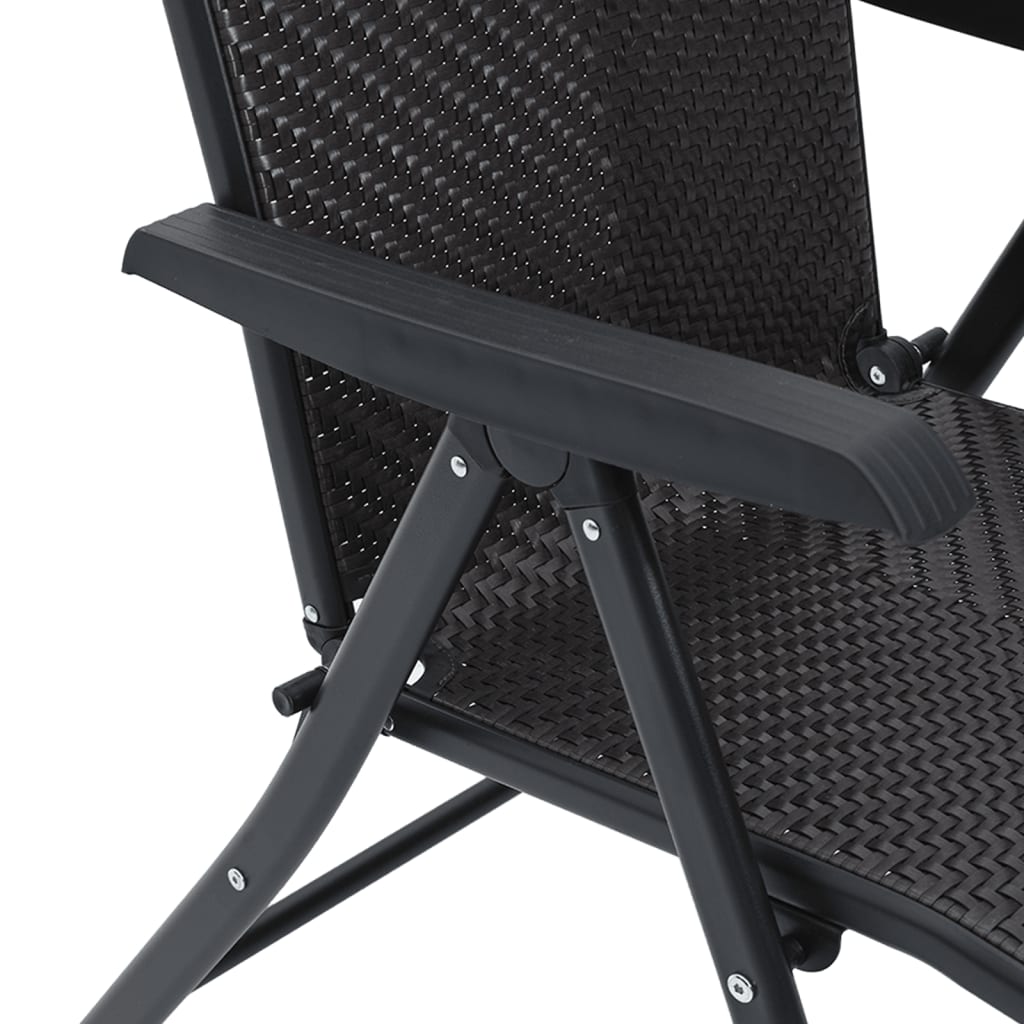 vidaXL Folding Garden Chairs 2 pcs Black Coffee Poly Rattan