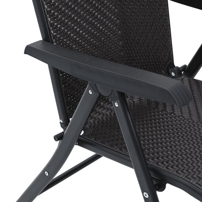 vidaXL Folding Garden Chairs 2 pcs Black Coffee Poly Rattan