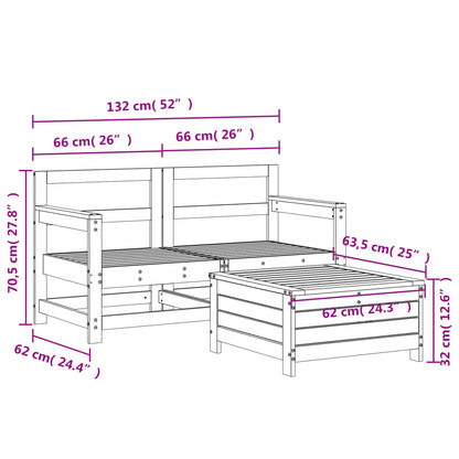 vidaXL 3 Piece Garden Sofa Set Impregnated Wood Pine
