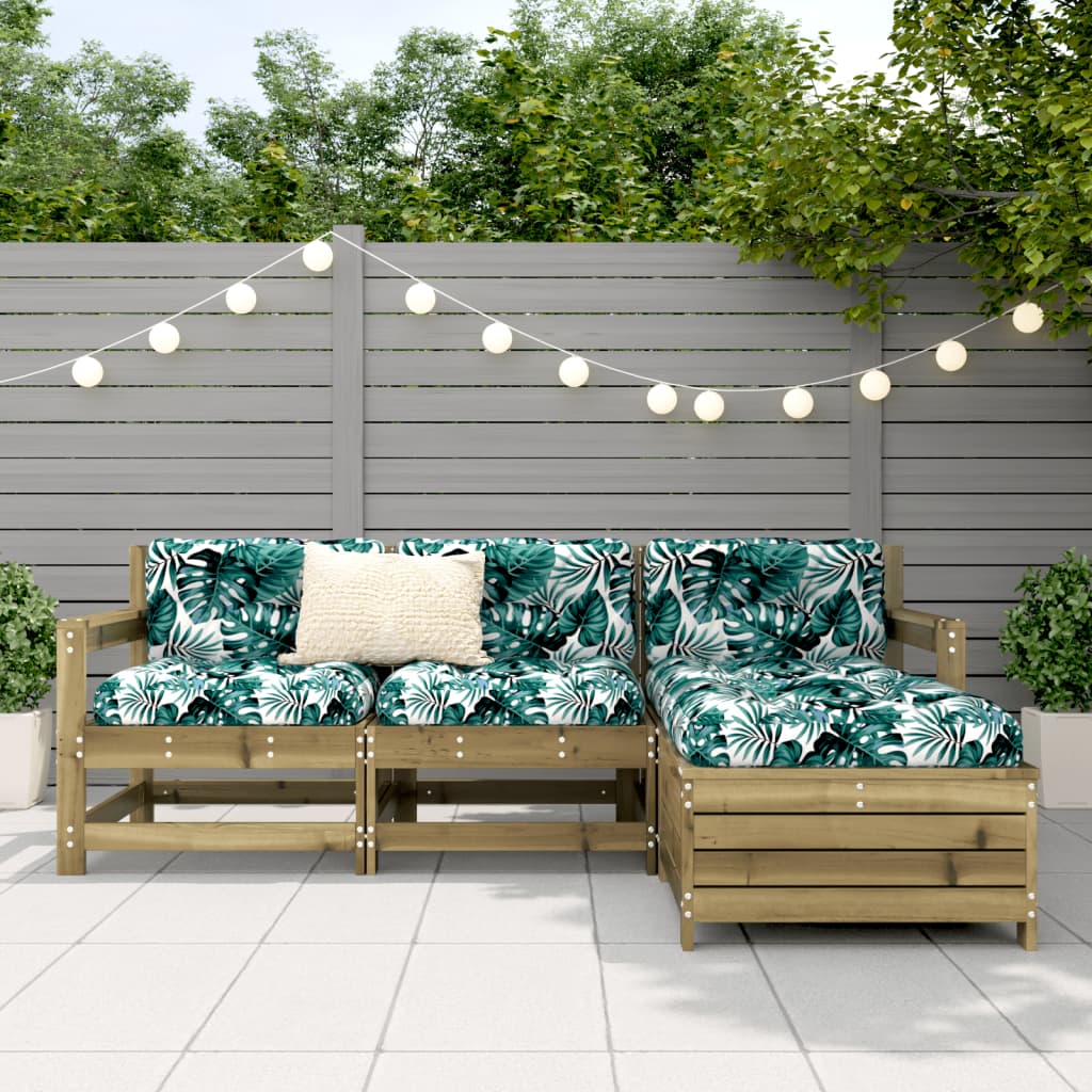 vidaXL Garden Sofa Set | Brown | Vacuum pressure impregnated pinewood | 4 Piece