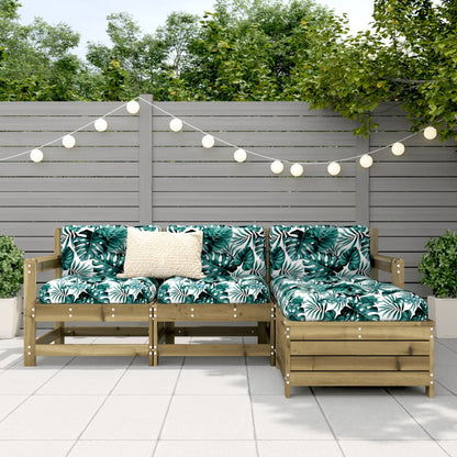 vidaXL Garden Sofa Set | Brown | Vacuum pressure impregnated pinewood | 4 Piece