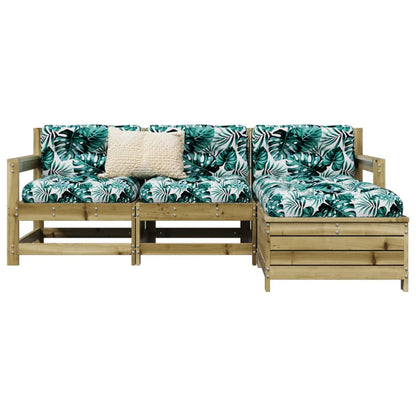 vidaXL Garden Sofa Set | Brown | Vacuum pressure impregnated pinewood | 4 Piece