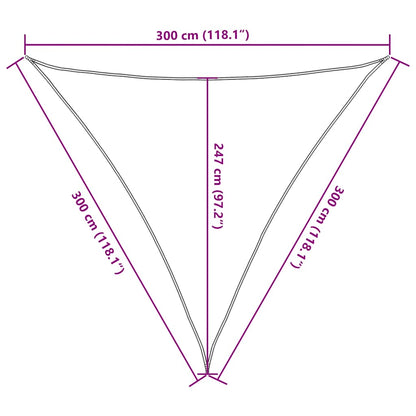 vidaXL Sunshade Sail 160 g/m² Triangular Sand 3x3x3 m HDPE