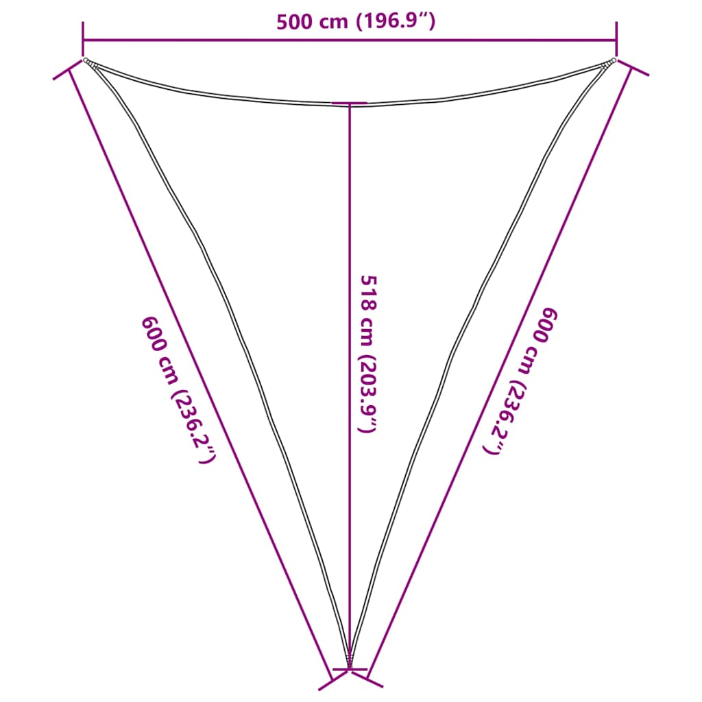 vidaXL Sunshade Sail 160 g/m² Triangular Sand 5x6x6 m HDPE