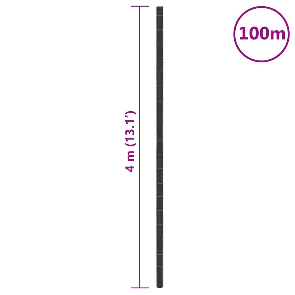 vidaXL Weed Membrane Black 4x100 m PP