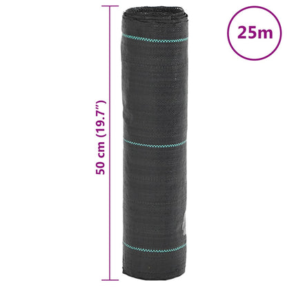 vidaXL Weed Membrane Black 0.5x25 m PP