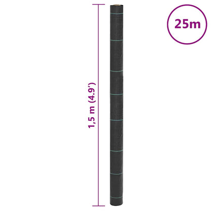 vidaXL Weed Membrane Black 1.5x25 m PP