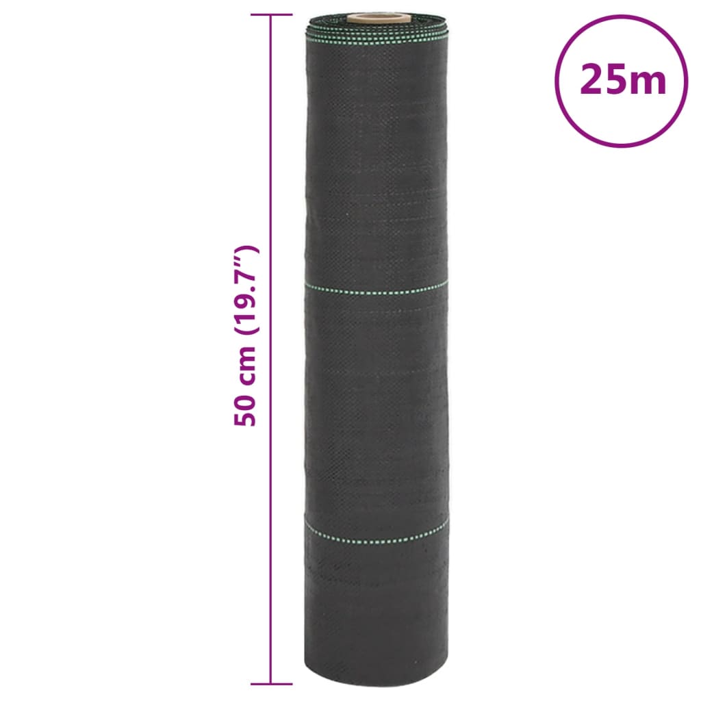 vidaXL Weed Membrane Black 0.5x25 m PP