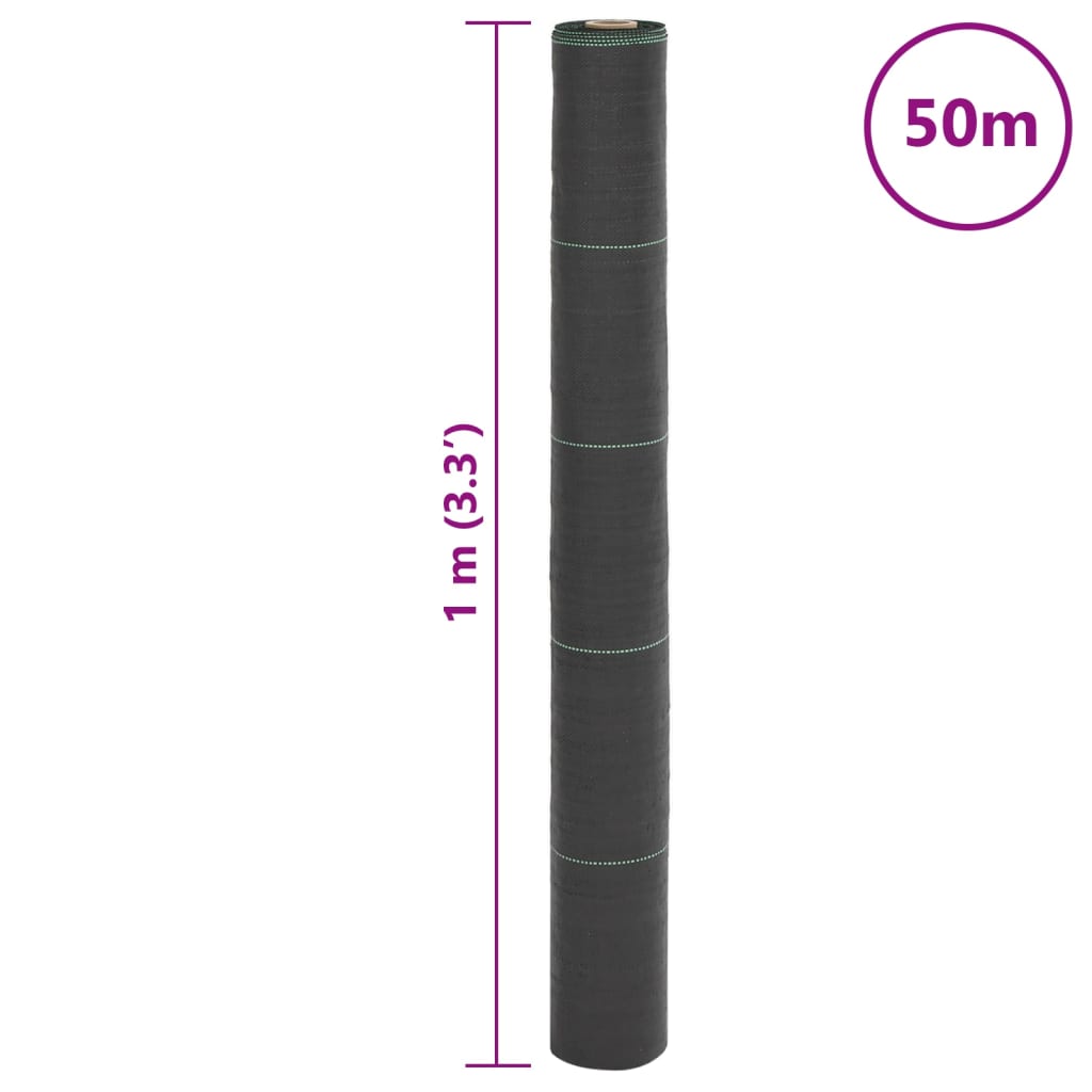 vidaXL Weed Membrane Black 1x50 m PP