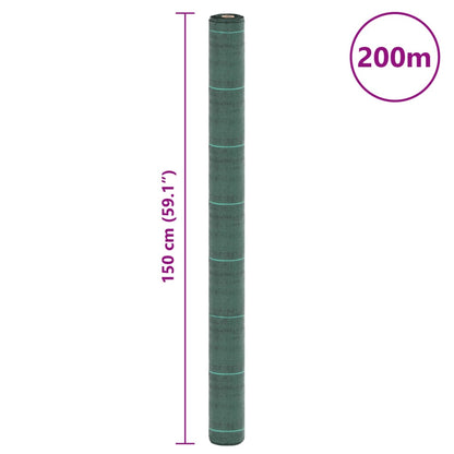 vidaXL Weed Membrane Green 1.5x200 m PP