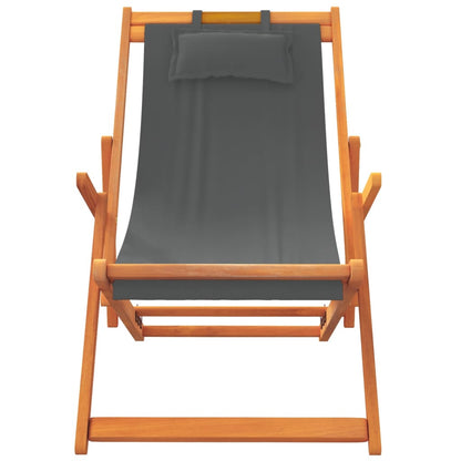 vidaXL Folding Beach Chairs 2 pcs Grey Fabric