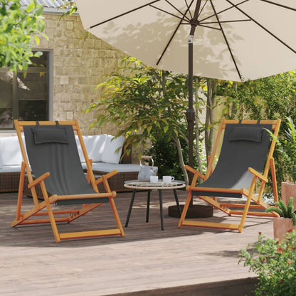 vidaXL Folding Beach Chairs 2 pcs Grey Fabric