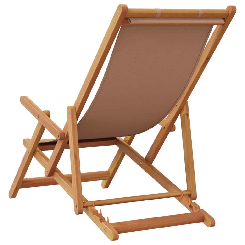 vidaXL Folding Beach Chairs 2 pcs Taupe Fabric and Solid Wood