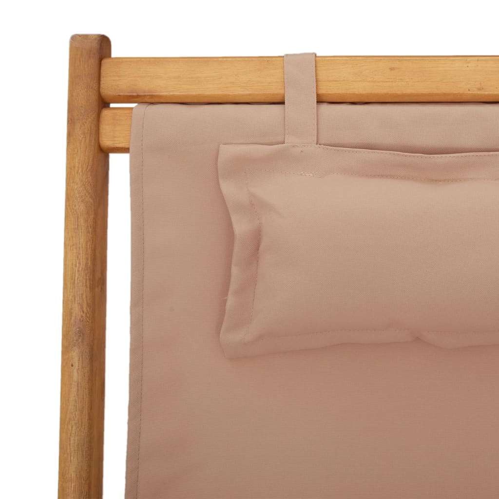 vidaXL Folding Beach Chairs 2 pcs Taupe Fabric and Solid Wood
