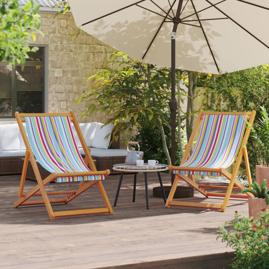 vidaXL Folding Chairs 2 pcs Multicolour Fabric