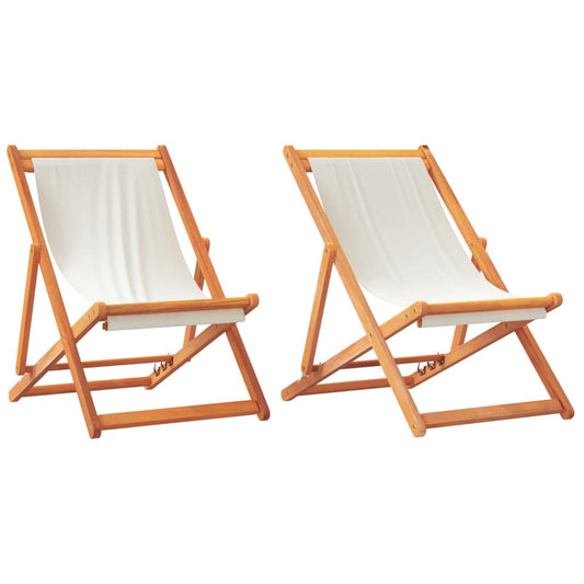 vidaXL Folding Chairs 2 pcs Cream White Fabric
