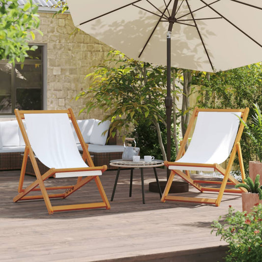 vidaXL Folding Chairs 2 pcs Cream White Fabric