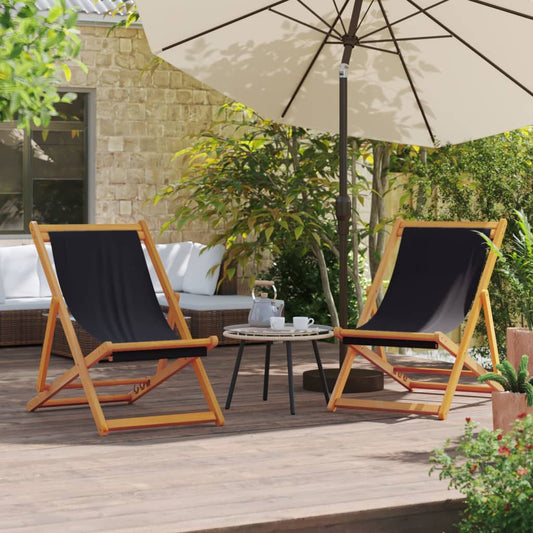 vidaXL Folding Chairs 2 pcs Black Fabric