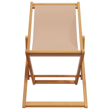 vidaXL Folding Beach Chairs 2 pcs Taupe Fabric and Solid Wood