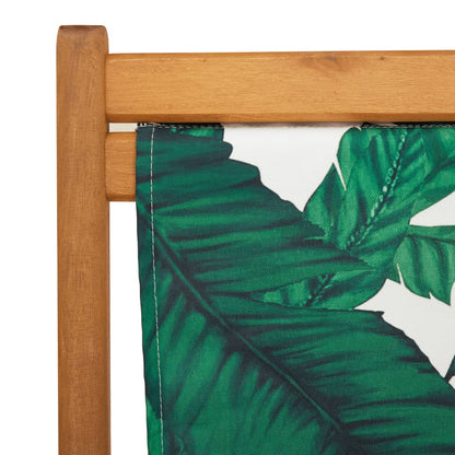 vidaXL Folding Beach Chairs 2 pcs Leaf Pattern Fabric and Solid Wood