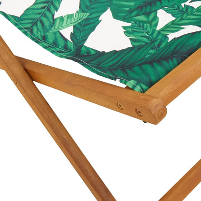 vidaXL Folding Beach Chairs 2 pcs Leaf Pattern Fabric and Solid Wood