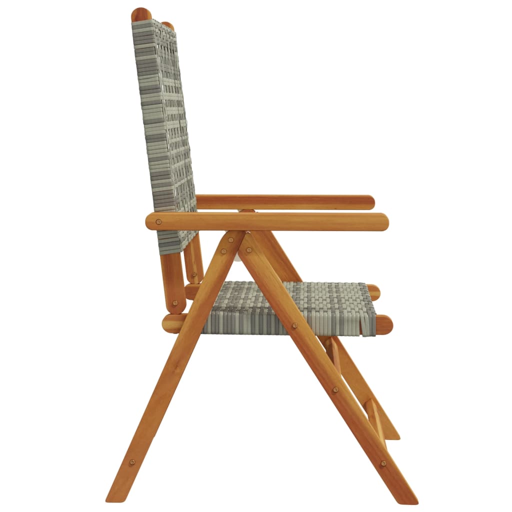 vidaXL Reclining Garden Chairs 6 pcs Grey Poly Rattan and Solid Wood