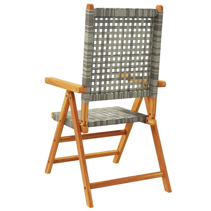 vidaXL Reclining Garden Chairs 6 pcs Grey Poly Rattan and Solid Wood
