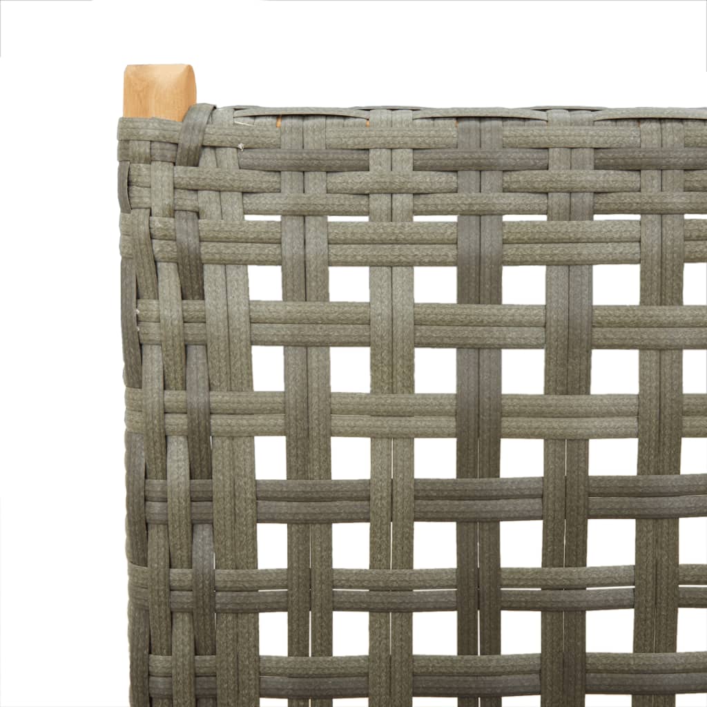 vidaXL Reclining Garden Chairs 6 pcs Grey Poly Rattan and Solid Wood